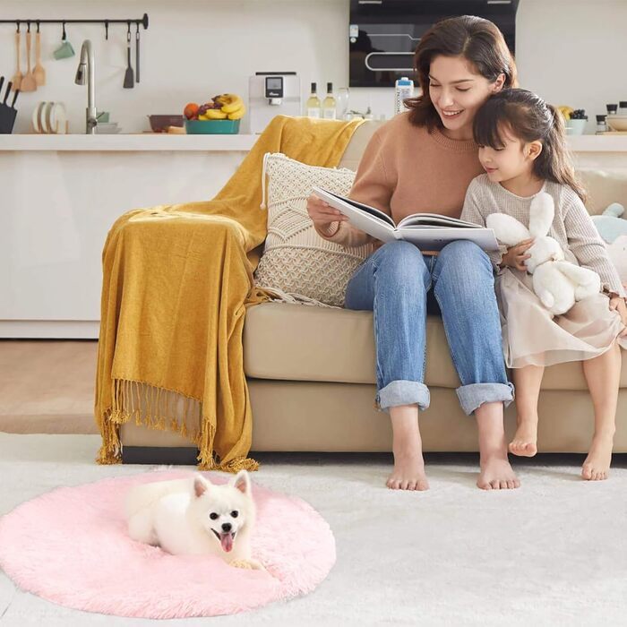 PETCUTE М'яке ліжко для собак, великих та середніх порід, 60х60 см, рожеве