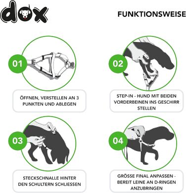 DDOXX нейлоновий шлейка для собак, регульований, зелений, розмір XXS, для цуценят і дорослих