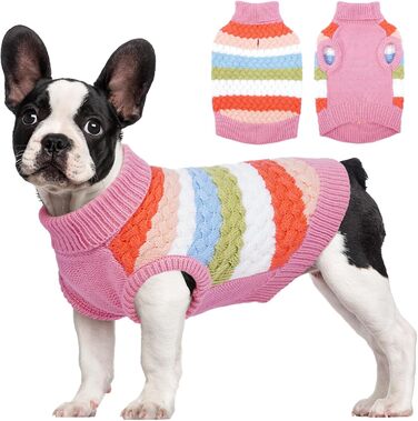 Теплий пуловер для собак Kuoser, рожевий, M - тепла флісова одіяг для собак маленьких та середніх порід на зиму