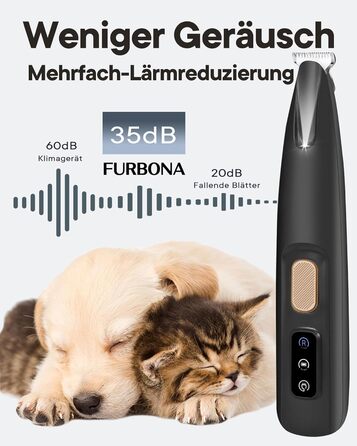 Триммер для собак та котів Pfotentrimmer з LED-підсвічуванням, 18 мм, тихий (35 дБ), водонепроникний, акумуляторний, для догляду за лапами, вухами, обличчям та хвостом (чорний)