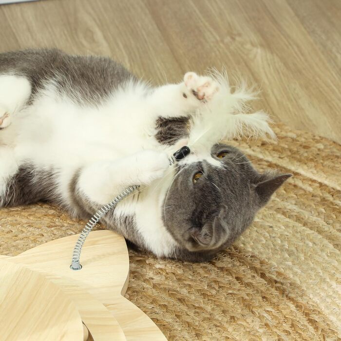 Котячий кігтеточки PawHut 4-в-1 з сизалю, 69 см, з іграшкою, для дому, дуб, 45 x 45 x 69 см