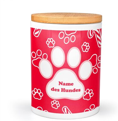 PICANOVA Набір для годування собак та контейнер для ласощів з іменем - персоналізований набір у різдвяному дизайні - керамічний набір для собак як подарунковий набір для власників домашніх тварин - дизайн Candy Bones (набір Candy Canes)