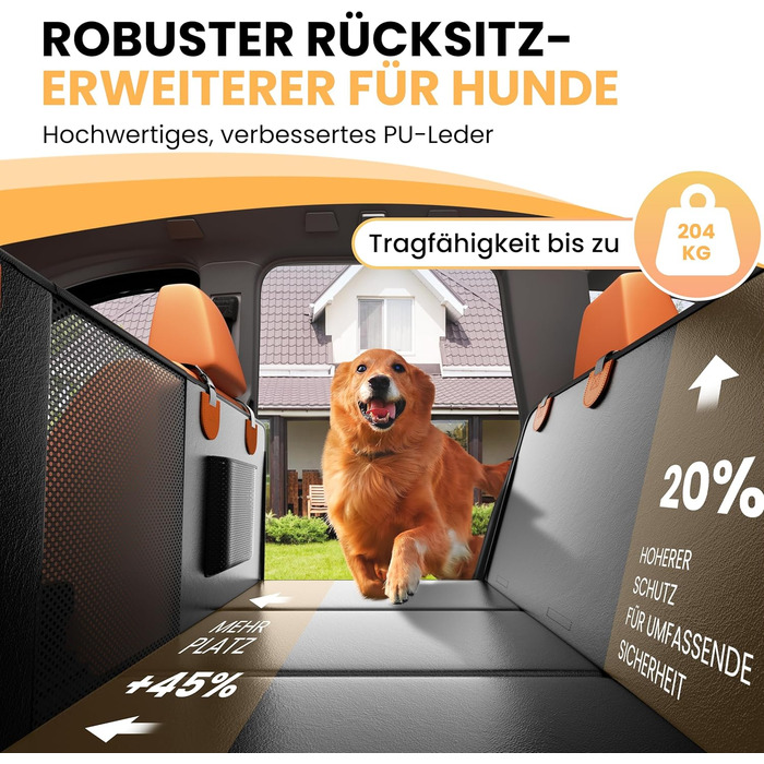 Авточохол на сидіння для собак HiPetpy, 7-шарова захисна накидка з PU-шкіри, водовідштовхувальний, для собак, вантажопідйомність 204 кг, оранжевий