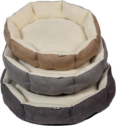 Дизайнерське ліжко для собак Danish Design Essentials, бежеве, розмір M, 62 x 60 x 16 см, м'яке ліжко з хутром, можна прати в пральній машині