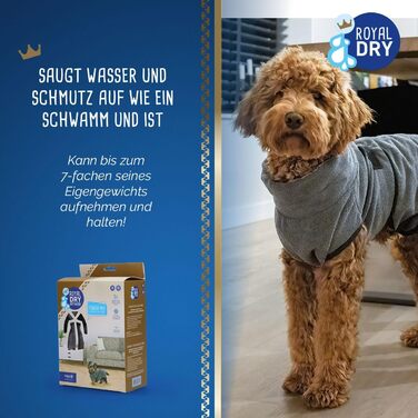 Рушник для собак Роя Dry Hundebademante – для собак середнього розміру, 60-68 см, мікрофібра, сірий (XS)