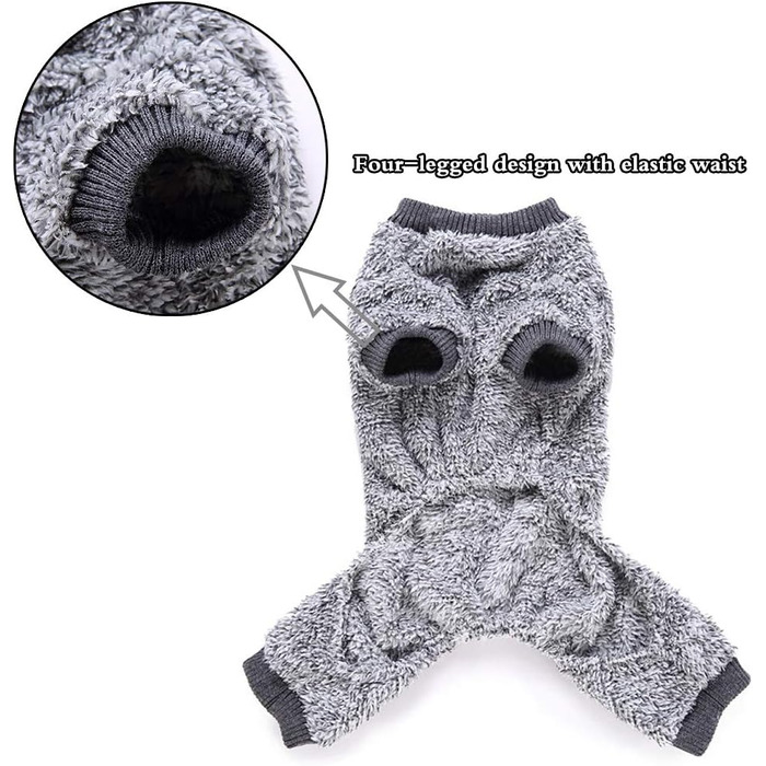 Піжама для собак Oncpcare з флісу, теплий халат, комбінезон, сорочка для собак та котів, 100% бавовна, сірий колір, розмір S