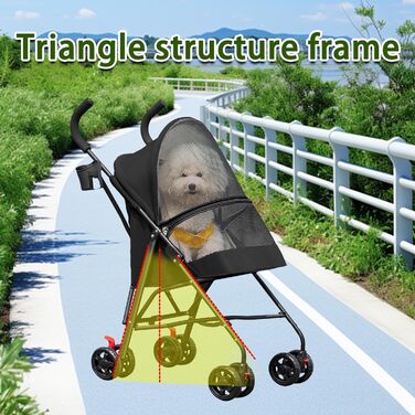 Візок для собак Homewell 2в1: візок-будка, сумка-переноска з підсклянниками, складна конструкція, гальмо та захист від дощу, візок-джерсі для домашніх тварин (чорний)