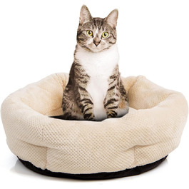 Квіткове ліжко для котів Wallace & Jones Cloey, бежеве, S, 50x50x15 см | Зручне, стильне, з антиковзанням