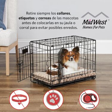 Клітка для собак Midwest Homes Life Stages Modell 1642DDU, велика, чорна, з подвійними дверима, металева, 107 см, з перегородкою, захист підлоги, мийка, 92x58x62 см