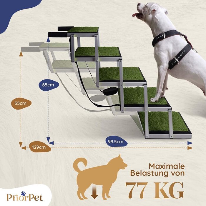 Сходинки для собак, складані, для великих собак, для пікапа/Вантажівки, світловідбиваючі мітки, захист суглобів, антиковзаюча поверхня, 5 ступенів