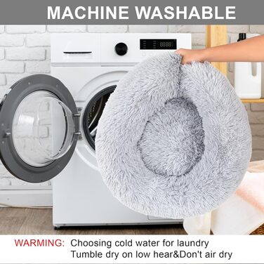 М'яке ліжко для собак, затишне, антистрес, машинне прання, для маленьких собак, миле, пухнасте, 40 см, до 7 кг, світло-сіре (28'L x 28'W x 8'Th)