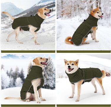 Зимовий водонепроникний теплий одяг для собак Heywean: куртка з кільцем D, флісова підкладка, одяг для собак, куртка для собак, жилет для собак, одяг для маленьких, середніх та великих собак, зелений