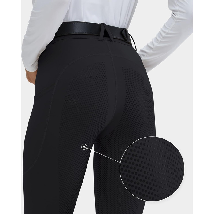 Легінси для верхової їзди HMILES для жінок, повний силіконовий покриття, висока талія, еластичні, з кишенею для телефону та петлями для ременя, сірі, розмір S