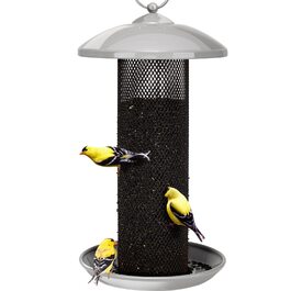 Автомат для годування птахів Kingsyard Distelfinken з нержавіючої сталі, годівниця для насіння Niger/Stieglitz, 1,1 кг, великий об'єм, антик-мідь (сірий)