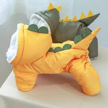 Теплий зимовий костюм для собак - динозавр, капелюшок, овчість, тепла куртка-комбінезон для маленьких собак (зелений, XL)