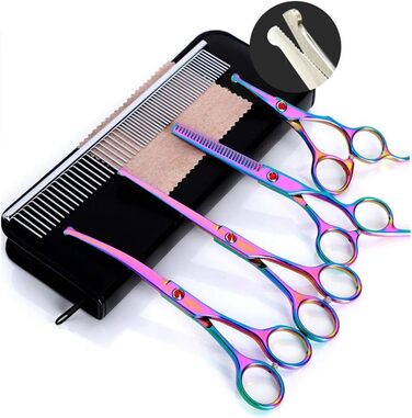 Набір професійних ножиць для грумінгу собак та котів з нержавіючої сталі. Ножиці для грумінгу з закругленими кінцями та витонченим лезом. Ідеально підходять для стрижки та витончення шерсті.