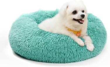 М'яке ліжко для собак та котів, корзина для собак, зручне миється, 70 см, кругла ліжко для собак з плюшу, диван для собак та котів, для маленьких, середніх та великих собак, (Д 50 x Ш 50 x В 20 см, Темно-зелений)