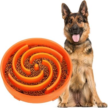 Напувачка для собак Slow Feeder, інтерактивна миска, безпечна та міцна, екологічна (L, помаранчевий)