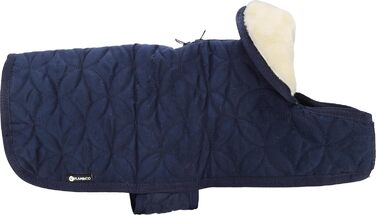 Зимовий теплий нашийник для собак Flamingo Koda, темно-синій, 35 см, поліестер, водовідштовхувальний, з флісовою підкладкою, на липучці, з отвором для повідка, високий комір, XS