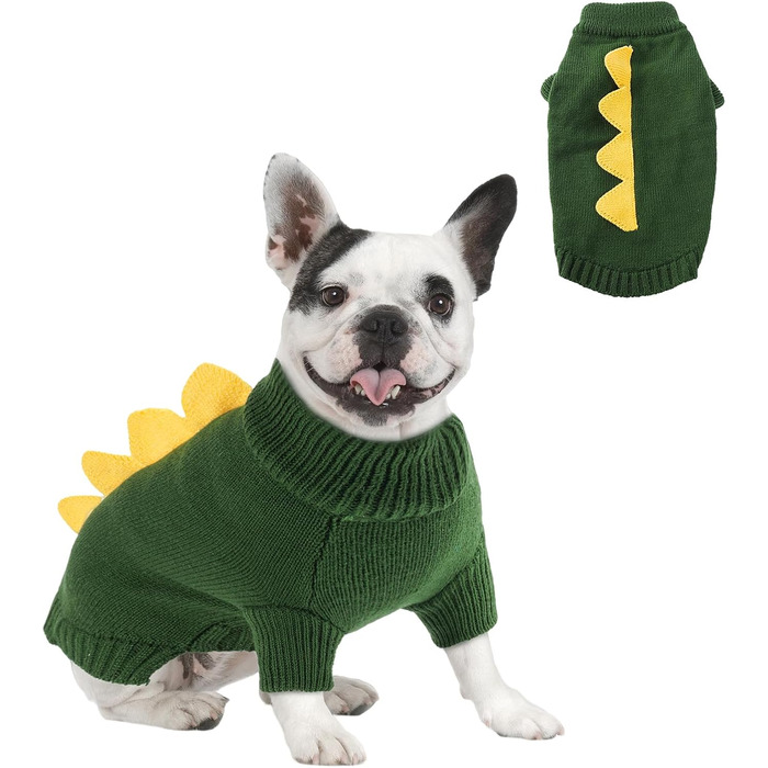 Пуловер NACOCO на Halloween з динозавром для собак – святковий пуловер для домашніх тварин, костюм дракона, одяг для цуценят, зручний, теплий, в'язаний, для котів та собак, теплий зимовий костюм