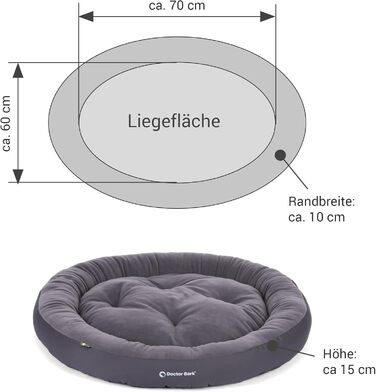 Кругле ліжко для собак середніх порід Doctor Bark GreenLabel, м'яке, плюшеве, з двостороннім подушкою Fleece/Baumwolle, колір кобальтовий (L - 70x60 см)