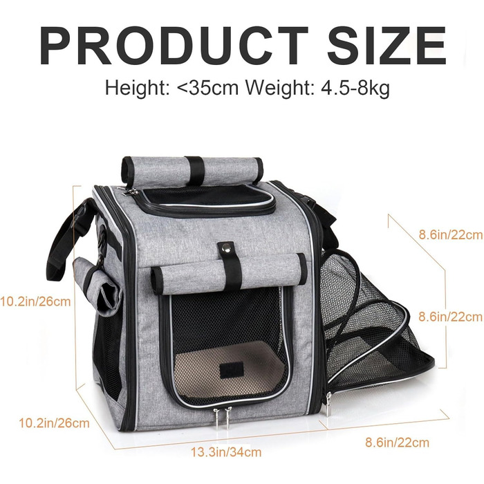 Корзина для собаки на велосипеді, переносник для тварин, велосипедна корзина, розширювана, дихаюча сітчаста сумка для прогулянок, подорожей, кемпінгу