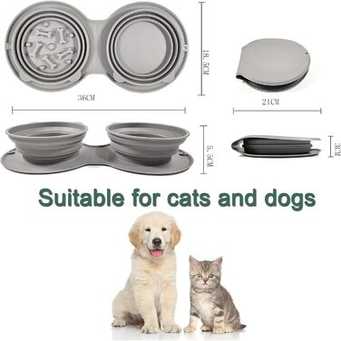 CEASELESLY Набори мисок для собак з нержавіючої сталі, 2 шт по 400 мл, з підставкою з силікону, для собак середніх та маленьких порід, котів та цуценят, сірий колір