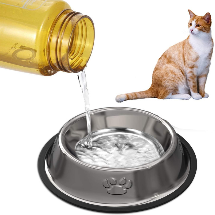 Набір мисок для котів з нержавіючої сталі (3 шт.) - миски для їжі та води для котів та маленьких собак