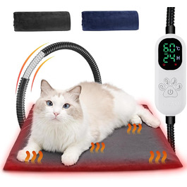 Килимок гріючий для тварин 45x45 см – підігрівальний килимок для собак та котів, 30–60°C, таймер 14 год, захист від перегріву, міцний кабель 1,8 м, 2 знімні чохли, регулювання температури