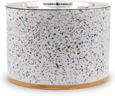 Підставка для годівлі собак Pet Junkie Terrazzo з мискою з нержавіючої сталі, велика, біла