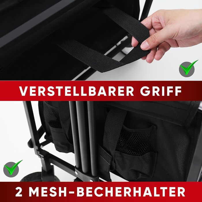 Складаний вагон-тележка з великою місткістю, стабільний та портативний. Ідеально для спорту, покупок та кемпінгу