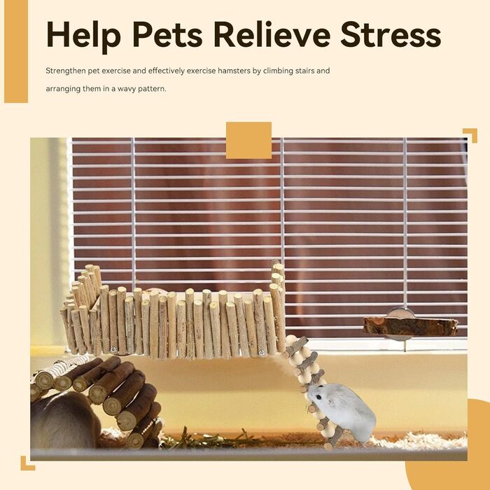 Платформа для хом'яків HERCHR з дерева, мостик, іграшка для гризунів з огорожею, підходить для цукрових поссумов та золотих ведмедиків