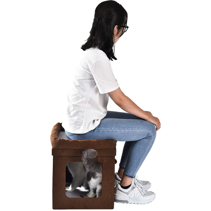 Складаний будиночок для котів Amazon Basics, коричневий, 38x38x43 см