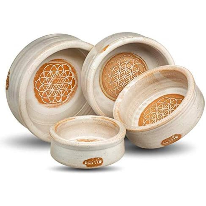 Керамічна миска для собак і котів Naftie Mandala, біла, ручна робота, 0,3 л, 14-15 см