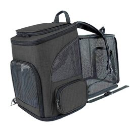 Рюкзак-переноска для котів RASTKY, складана переноска для тварин, міцна переноска для собак та малих тварин до 8 кг, ідеально підходить для візитів до ветеринара, прогулянок у парку, сірий (чорний)