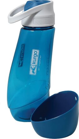 Водяна пляшка та миска для собак Kurgo Gourd, блакитна, 750 мл/250 мл, PVC та BPA-free