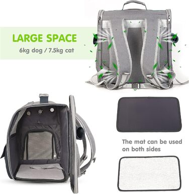 Рюкзак для тварин PETCUTE: переноска для собак та котів, з виймальною підстилкою та ременем безпеки, зелений (блакитний)