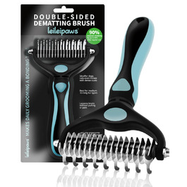 Гребінець для собак та котів проти вичісування – ергономічна ручка, міцний, 17/9 зубців, видаляє ковтуни та підшерстя, дешадінг-щітка для довгошерстих та короткошерстих порід (Синьо-чорний)