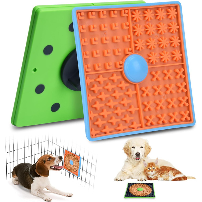 Килимок для годівлі собак у клітці, килимок для собак, годівниця з арахісової пасти, тренувальний килимок для цуценят, повільне годування (1 шт., помаранчевий) Помаранчевий/Західний колір у зигзаг (Sunset Chevron)