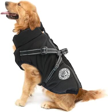 Водонепроникний зимовий одяг для собак: куртка для маленьких, середніх та великих собак. Підходить для собак з обхватом грудей XS (37-42 см) та M (46-50 см). Чорний колір.