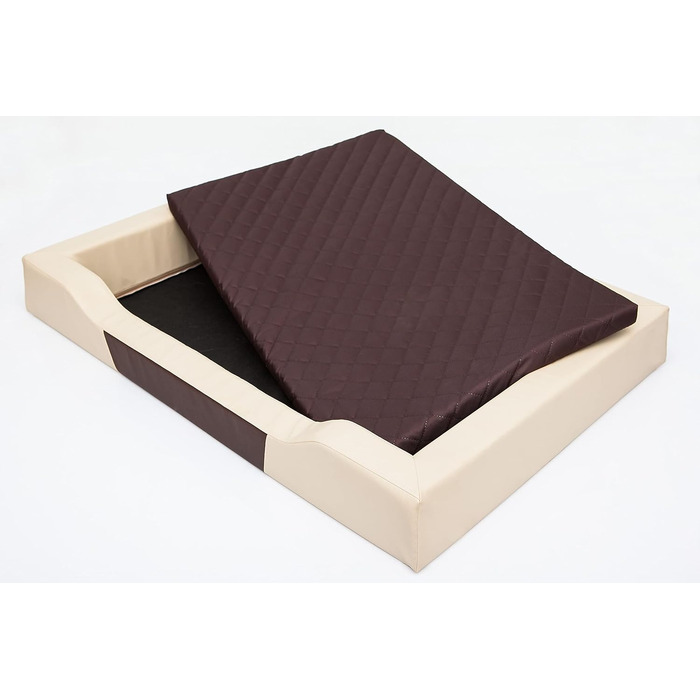 Ліжко для собак, лежанка, м'яка подушка, матрац для собак, 75x50 см, BEIGE, ECO-LEDER, коричневий матрац