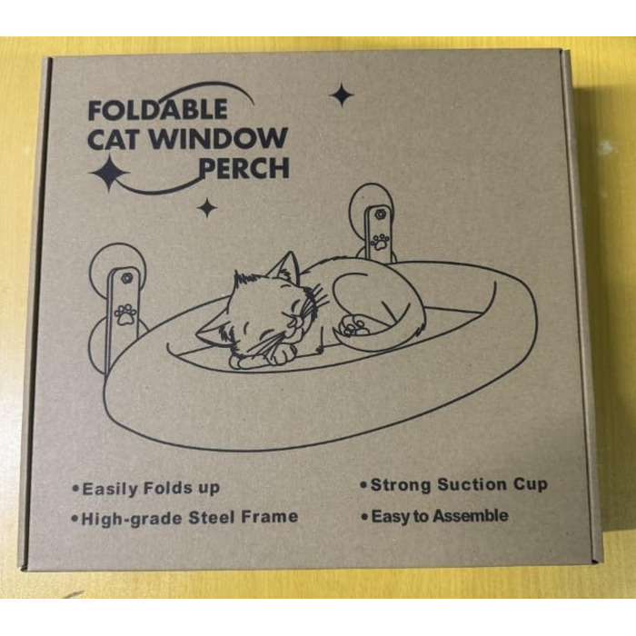 Котів гамак для вікна EDAGNY: м'який, розкладний, сірий, до 18 кг