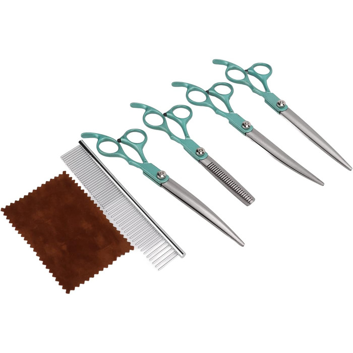 Набір для грумінгу собак: ножиці, 17.8 см, зелені, для собак, котів та кроликів