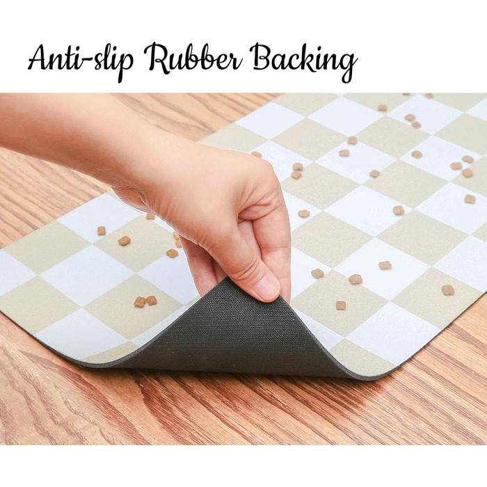 Килимок для годування собак Ralxion Karierte, водопоглинаючий, шаховий принт, бежевий, хакі, аксесуари для тварин
