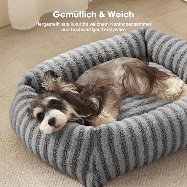 Лежанка для собак середнього розміру, миюча, знімний чохол, тепла, м'яка, заспокійлива, з антиковзаючою основою, 64 x 54 x 18 см, сіра