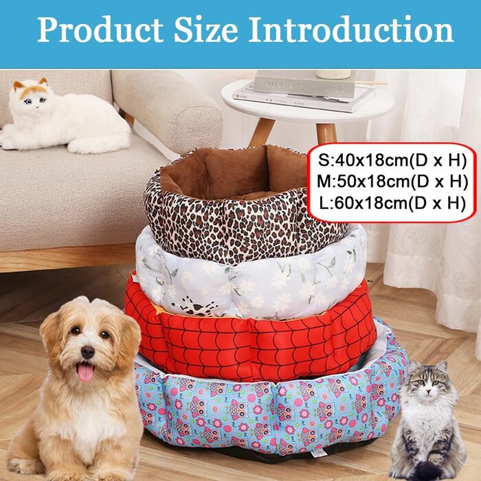 Кругле ліжко для собак та котів, плюшеве, з матеріалу PP бавовна, коричневий леопард (L)