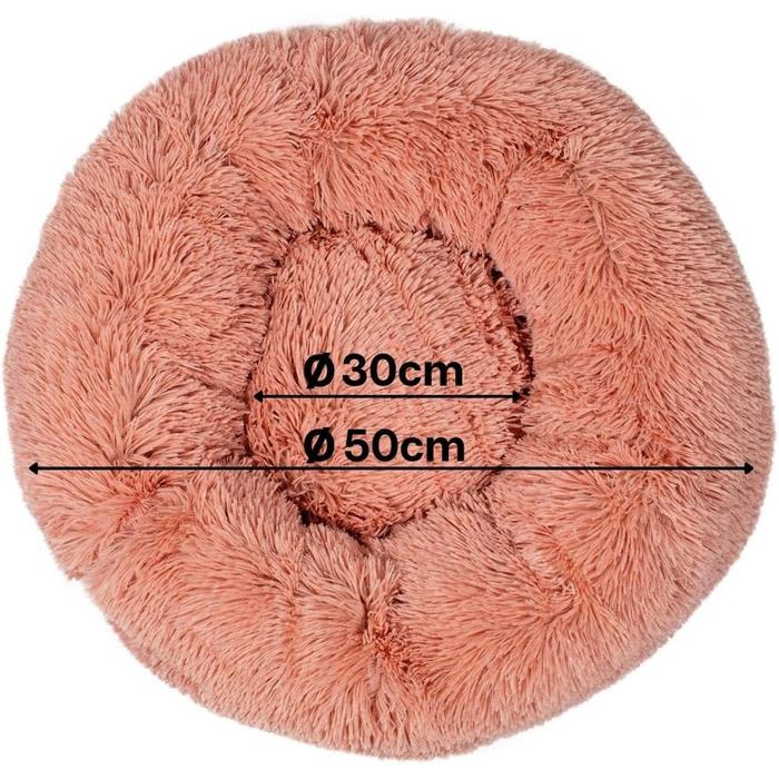 Кругле ліжко для собак та котів Lionto, Ø 60 см, рожеве, м'яке, з плюшу, з густою наповнювачем