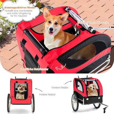 Фаркоп для велосипеда Costway для собак до 40 кг, червоний