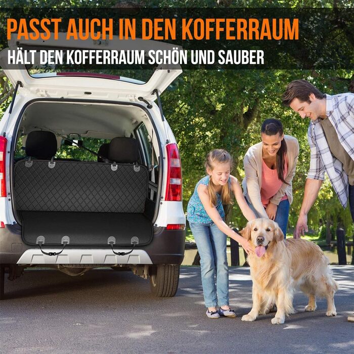 Накладки на сидіння автомобіля для собак Strex - чорний, 137 x 147 см - захисний чохол, підстилка для собак, з поводом та сумкою для зберігання
