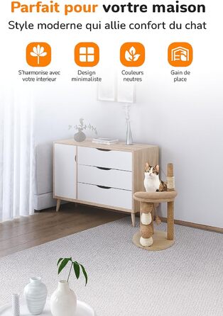 Дерево для котів LINUMA® Бежеве, багатофункціональне, з лежаками та когтеточками